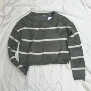 Charlotte Russe olive and white striped sweater.